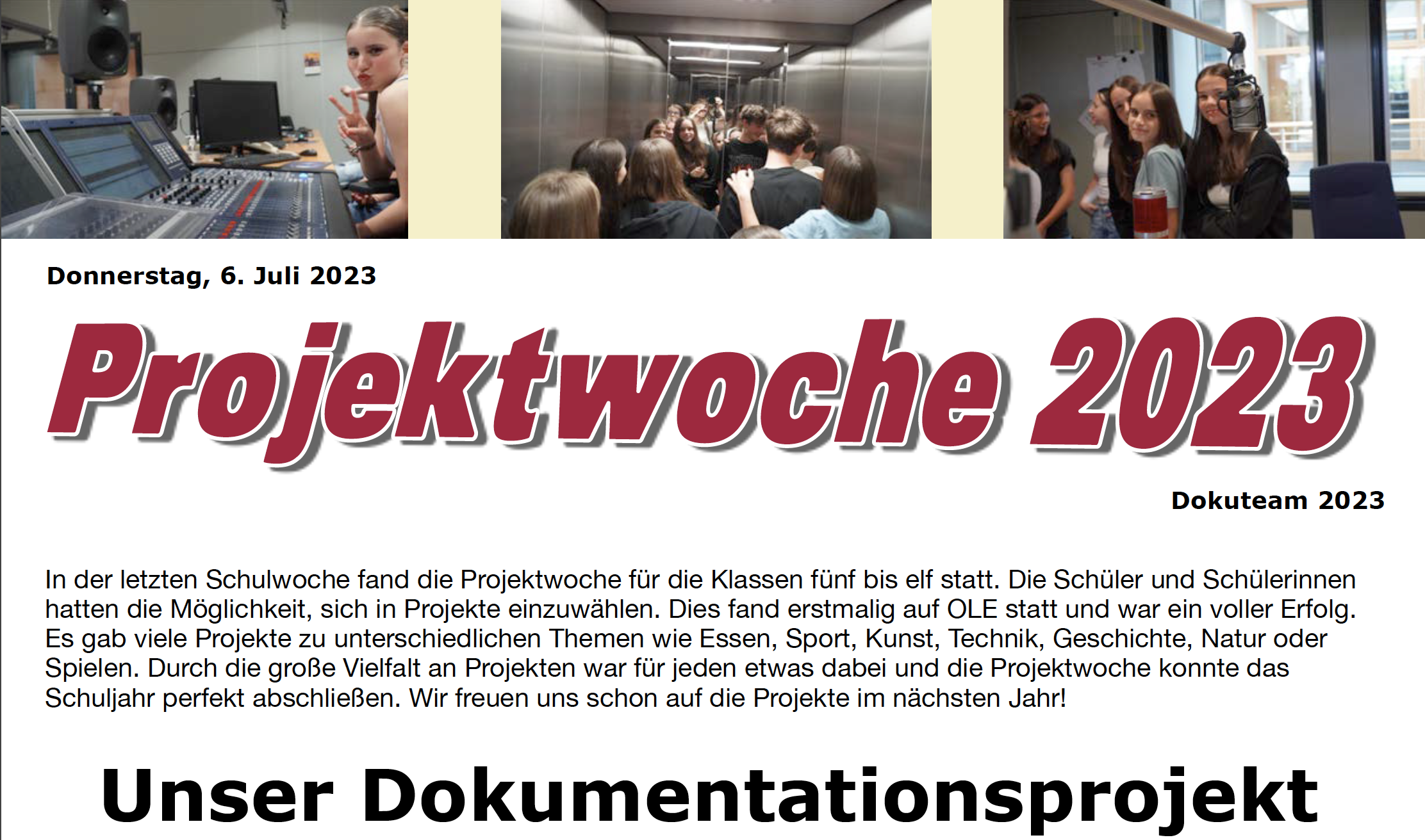 Projektwoche 2023 – ein digitaler Rückblick